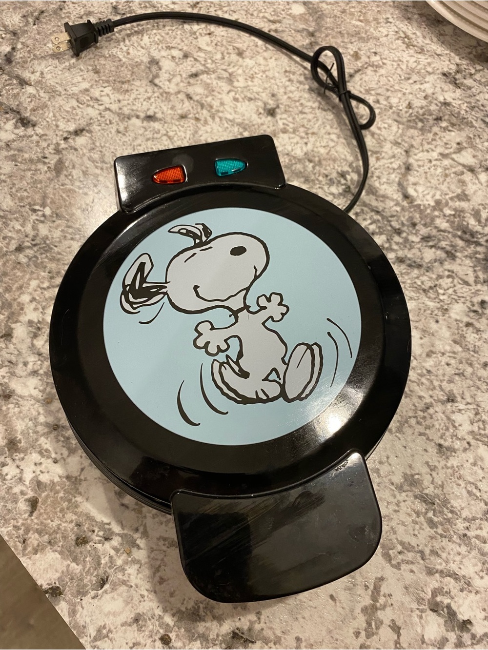 Peanuts Black and Light Blue Snoopy Electric Waffle Maker
